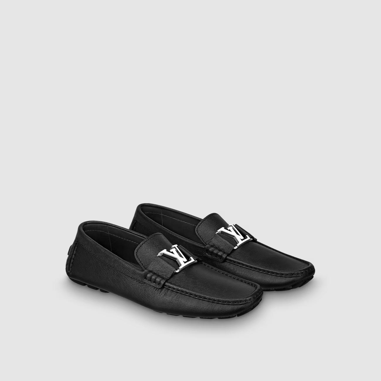 Giày Louis Vuitton Monte Carlo Moccasin Nam Đen Trơn 